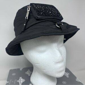 Madden NYC Puffer Bucket a hat with Embellished Zippered Pouch